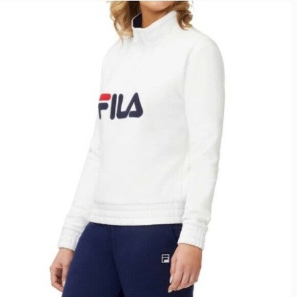 FILA Women's Large Logo Quarter Zip Pullover Sweat - Picture 2 of 4